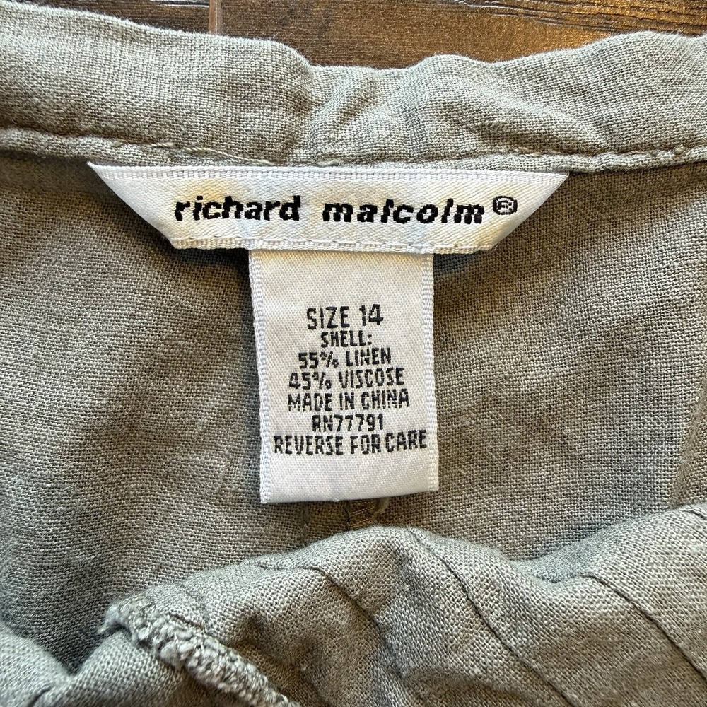 Richard Malcolm Linen Blend Maxi Skirt Boho Prairie Cottagecore 14 Taupe Sage - Picture 4 of 4